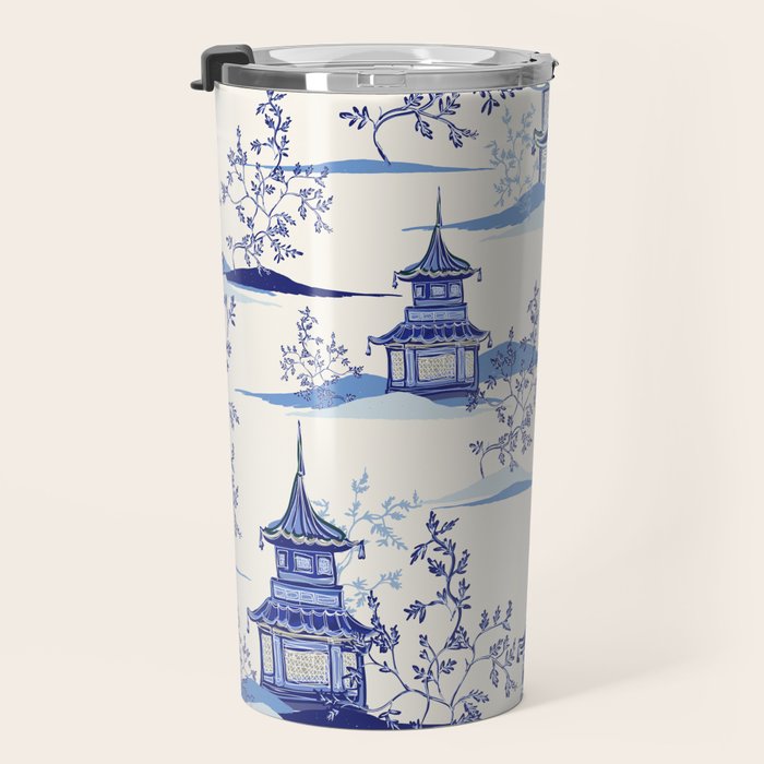 Chinoiserie Pagoda Pattern Travel Mug Gallery Image 3