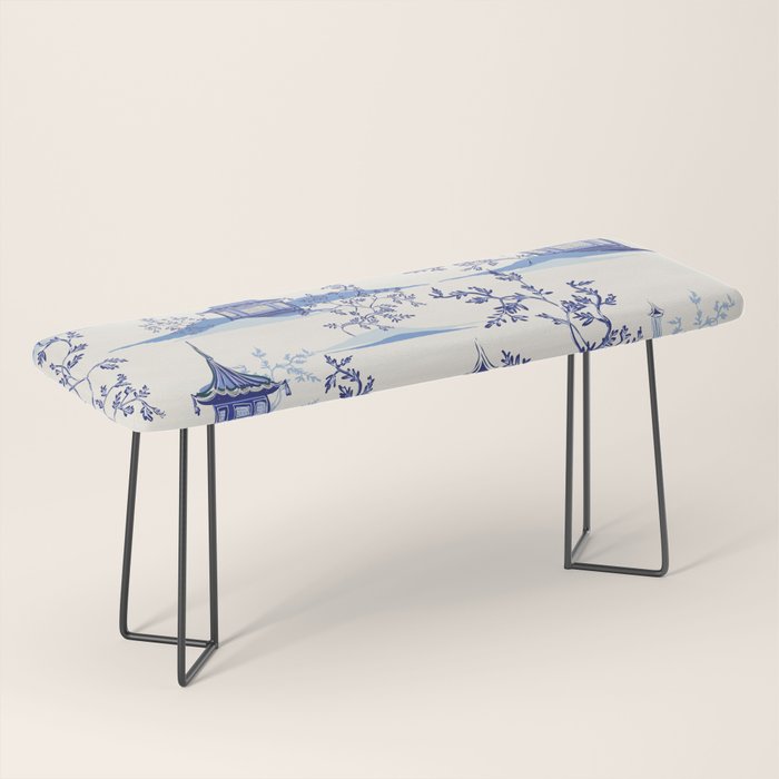 Chinoiserie Pagoda Pattern Bench Gallery Image 1