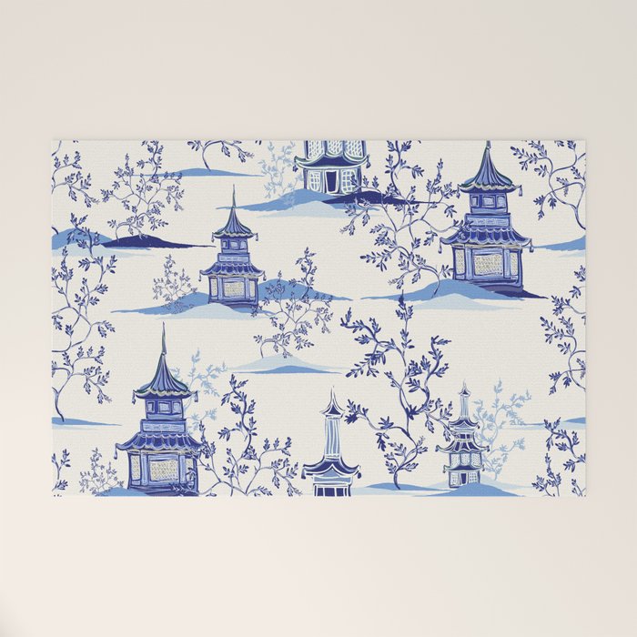 Chinoiserie Pagoda Pattern Welcome Mat Gallery Image 1