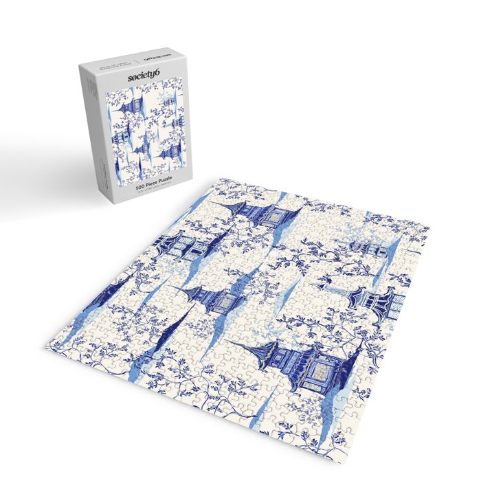 Chinoiserie Pagoda Pattern Jigsaw Puzzle Gallery Image 2