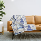 Chinoiserie Pagoda Pattern Throw Blanket Gallery Image 1