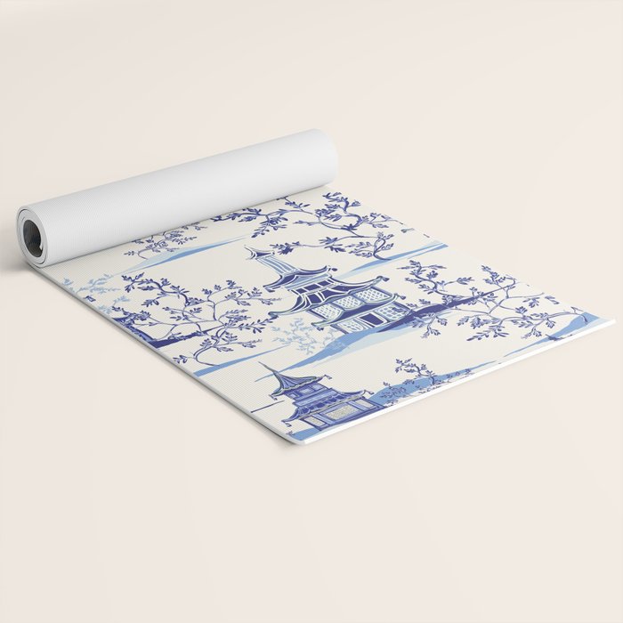 Chinoiserie Pagoda Pattern Yoga Mat Gallery Image 2