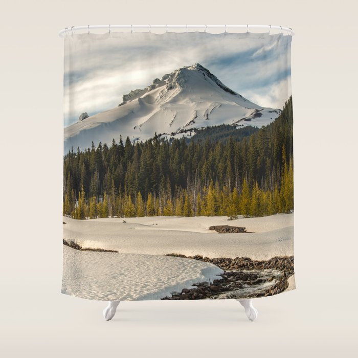 Marvelous Mount Hood at sunset Shower Curtain Gallery Image 1