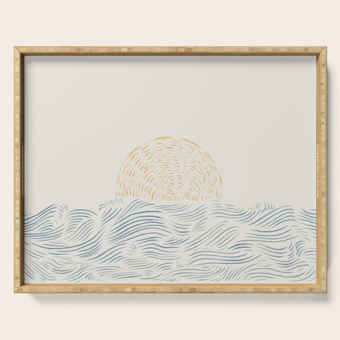 Line Abstraction landscape 001  Serving Tray Gallery Image 1