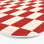 Checkerboard Mini Check Pattern in Retro Red and Cream Bath Mat Gallery Image 3