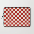 Checkerboard Mini Check Pattern in Retro Red and Cream Laptop Sleeve Gallery Image 1