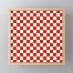 Checkerboard Mini Check Pattern in Retro Red and Cream Mini Art Print Gallery Image 1