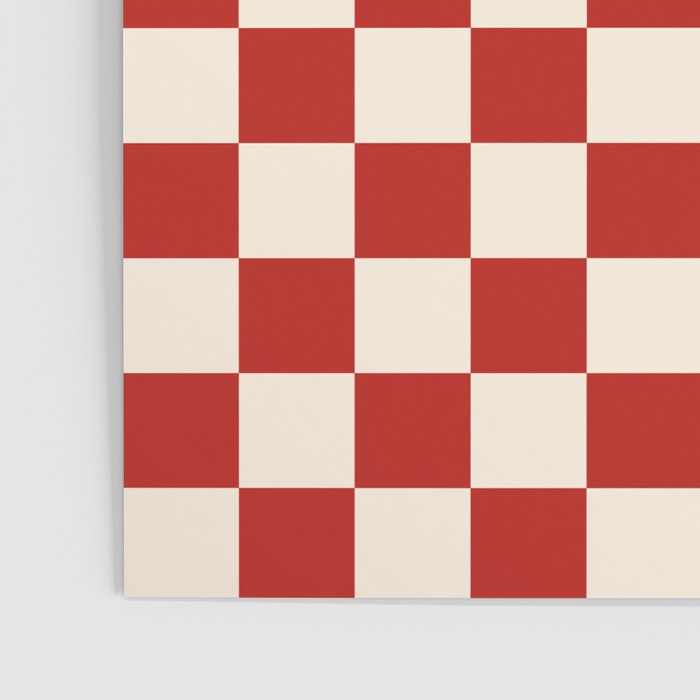Checkerboard Mini Check Pattern in Retro Red and Cream Poster Gallery Image 3