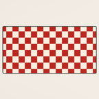 Checkerboard Mini Check Pattern in Retro Red and Cream Desk Mat Gallery Image 3