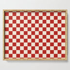 Checkerboard Mini Check Pattern in Retro Red and Cream Serving Tray Gallery Image 1