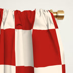 Checkerboard Mini Check Pattern in Retro Red and Cream Window Curtain Gallery Image 2