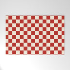 Checkerboard Mini Check Pattern in Retro Red and Cream Welcome Mat Gallery Image 1