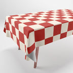 Checkerboard Mini Check Pattern in Retro Red and Cream Tablecloth Gallery Image 1