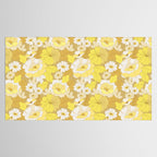 Yellow, Ivory and Brown Retro Flowers Tablecloth Gallery Image 2