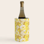 Yellow, Ivory and Brown Retro Flowers Wine Chiller Gallery Image 1