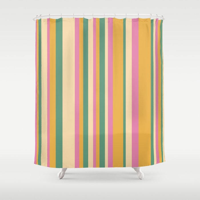 Classic Stripes XIX - Boho Vintage Shower Curtain Gallery Image 1