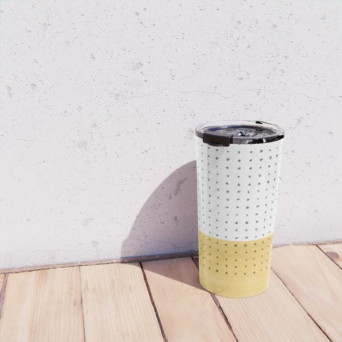 Abstract mustard shape and points Travel Mug Gallery Image 4