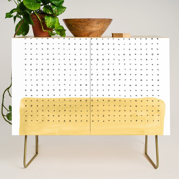 Abstract mustard shape and points Credenza Gallery Image 1