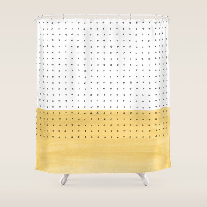 Abstract mustard shape and points Shower Curtain Gallery Image 1