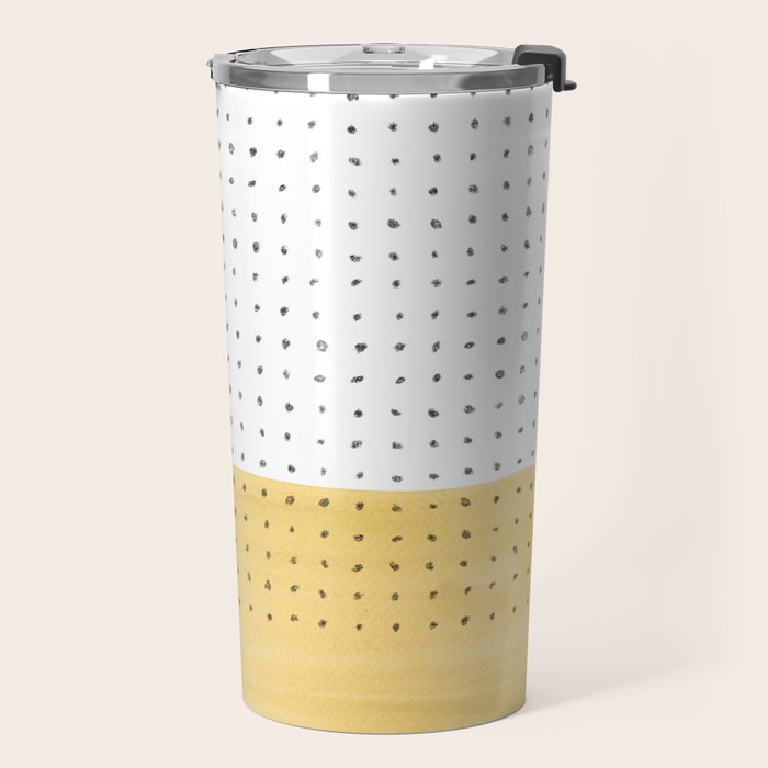 Abstract mustard shape and points Travel Mug Gallery Image 2