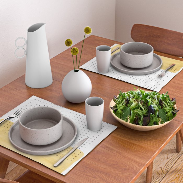 Abstract mustard shape and points Placemat Gallery Image 2