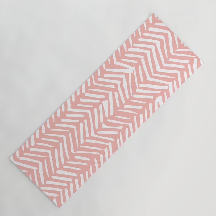 Pink, Boho, Abstract, Herringbone Pattern Yoga Mat Gallery Image 1