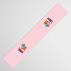 One more chapter // pastel pink background orange tabby cat striped mug with plants fuchsia pink and green books  Table Runner Gallery Image 3