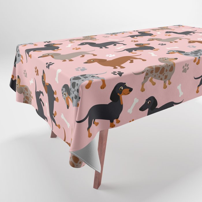 Dachshund Dog Doxie Dogs Pattern Pink Tablecloth Gallery Image 1