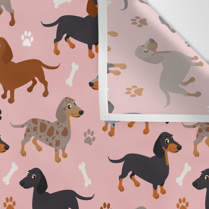 Dachshund Dog Doxie Dogs Pattern Pink Wall Tapestry Gallery Image 3