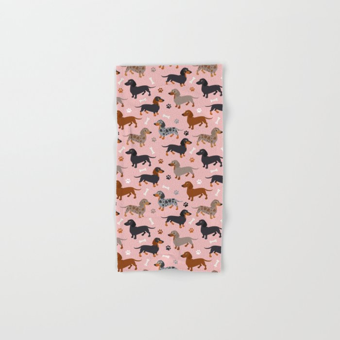 Dachshund Dog Doxie Dogs Pattern Pink Bath Towel Gallery Image 1
