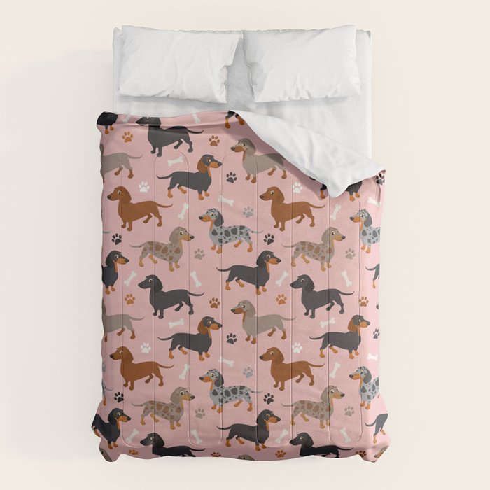 Dachshund Dog Doxie Dogs Pattern Pink Comforter Gallery Image 6