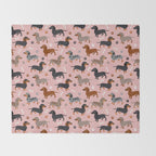 Dachshund Dog Doxie Dogs Pattern Pink Throw Blanket Gallery Image 2