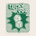 Lucky You Dice in Green and Linen White Poster Gallery Image 4