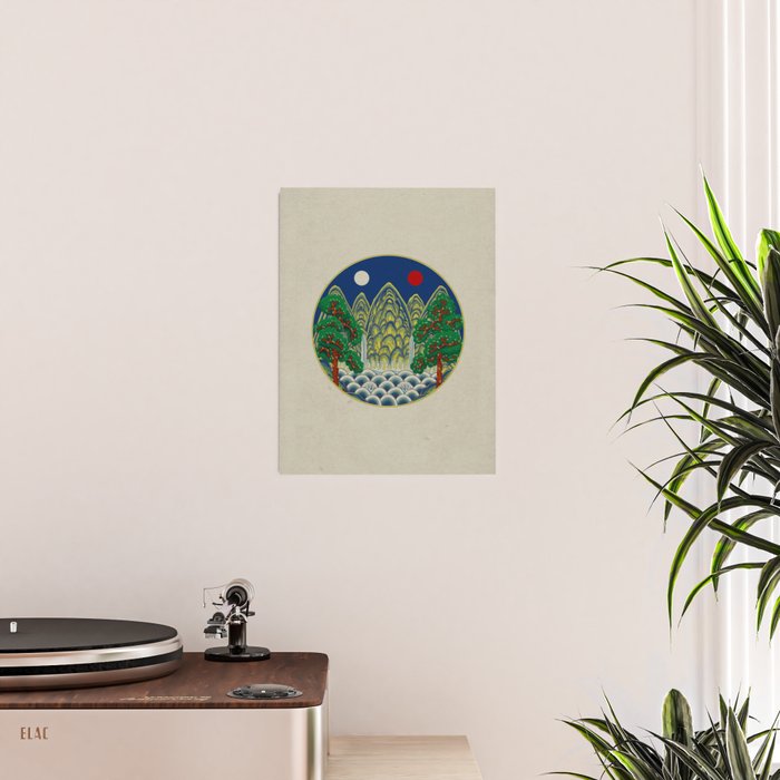 Five peaks of the sun and moon : Kingâs painting (Minhwa-Korean folk art) Poster Gallery Image 2