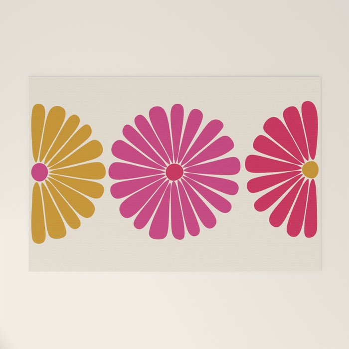 Retro Summer Daisies VII Welcome Mat Gallery Image 1