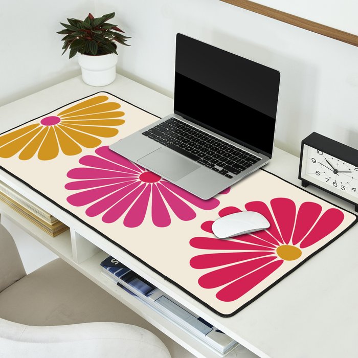 Retro Summer Daisies VII Desk Mat Gallery Image 2