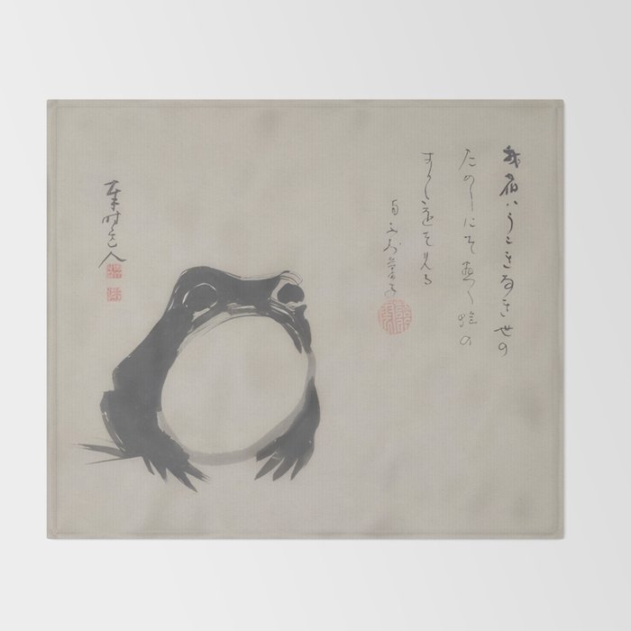 Matsumoto Hoji Frog Japanese Woodblock Art Throw Blanket Gallery Image 2