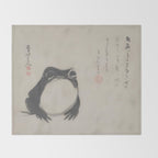 Matsumoto Hoji Frog Japanese Woodblock Art Throw Blanket Gallery Image 2