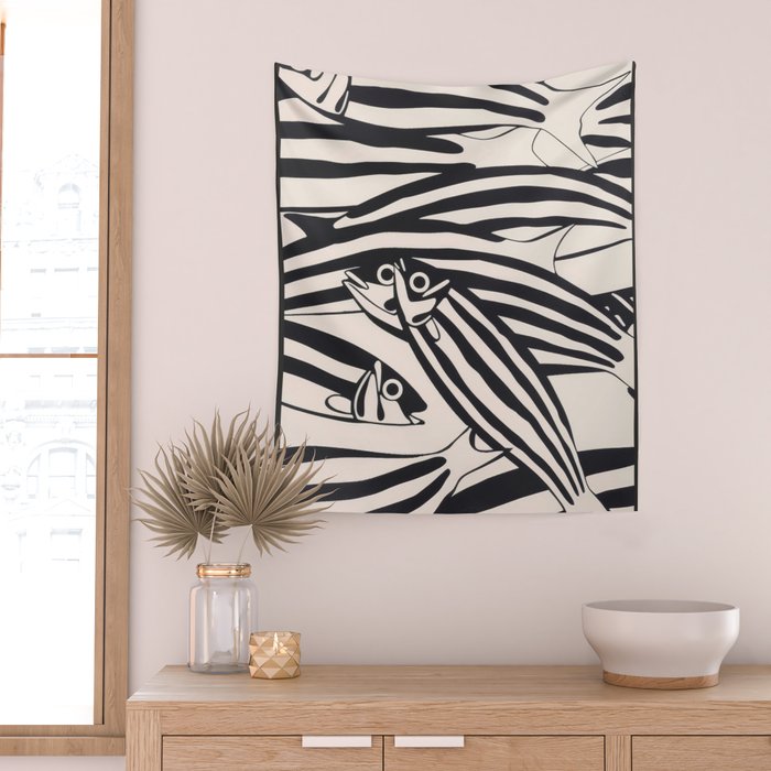 Abstract Fish Pattern Wall Tapestry Gallery Image 2