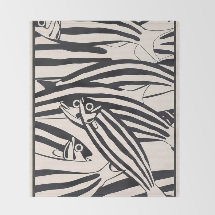 Abstract Fish Pattern Throw Blanket Gallery Image 2