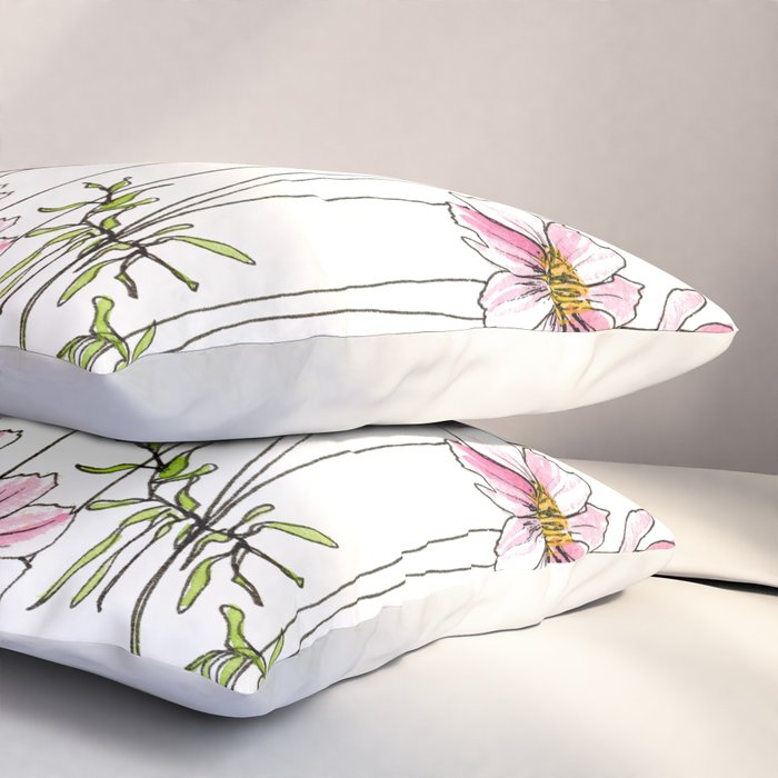 Pink Cosmos Flowers Pillow Sham Gallery Image 3