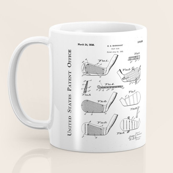 Golf Clubs Patent - Golfing Art - Black Chalkboard Coffee Mug Gallery Image 3