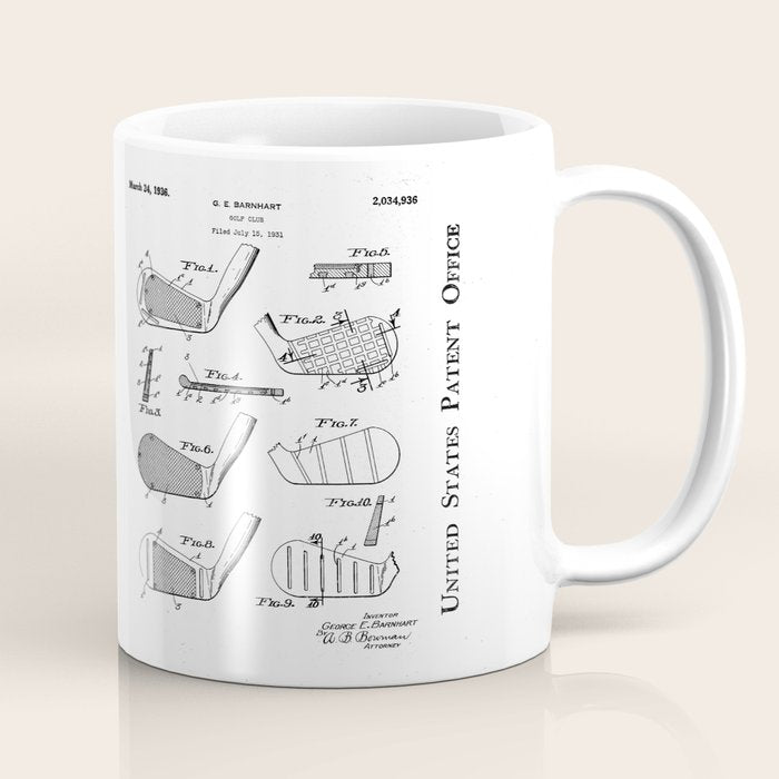 Golf Clubs Patent - Golfing Art - Black Chalkboard Coffee Mug Gallery Image 1