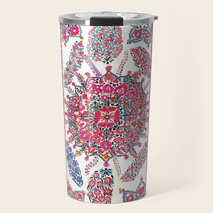 Samarkand Suzani  Antique Uzbekistan Embroidery Print Travel Mug Gallery Image 1