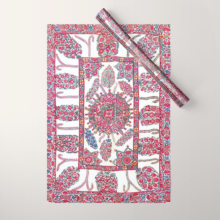Samarkand Suzani  Antique Uzbekistan Embroidery Print Wrapping Paper Gallery Image 1