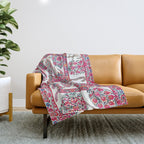 Samarkand Suzani  Antique Uzbekistan Embroidery Print Throw Blanket Gallery Image 1