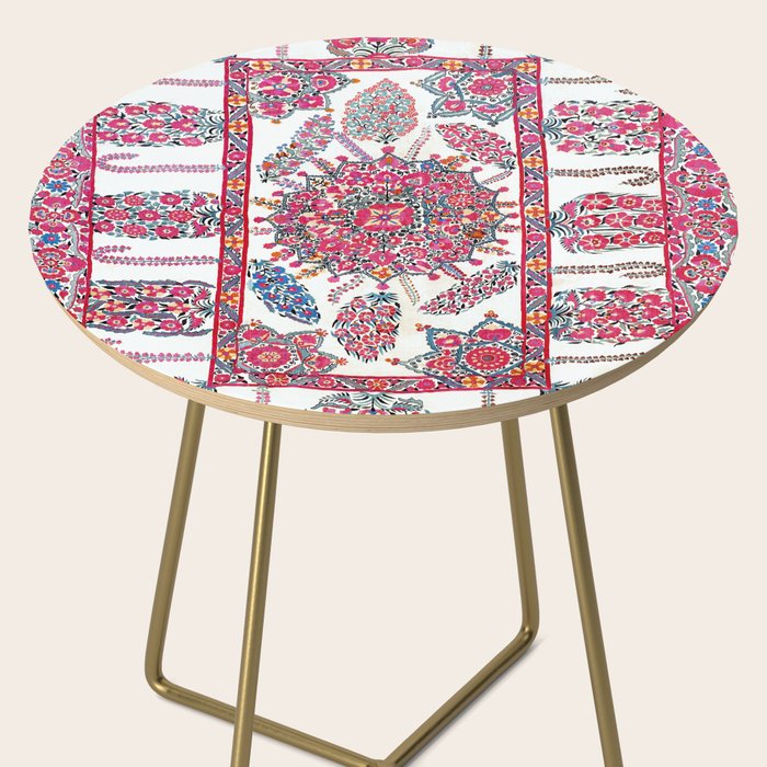 Samarkand Suzani  Antique Uzbekistan Embroidery Print Side Table Gallery Image 2