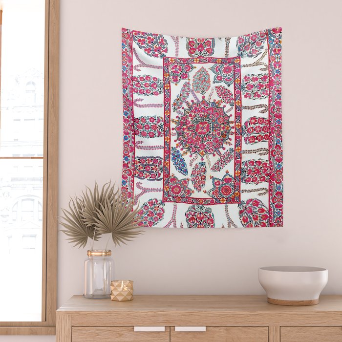 Samarkand Suzani  Antique Uzbekistan Embroidery Print Wall Tapestry Gallery Image 2