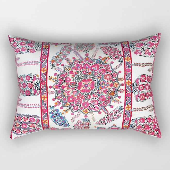 Samarkand Suzani  Antique Uzbekistan Embroidery Print Rectangular Pillow Gallery Image 1