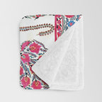 Samarkand Suzani  Antique Uzbekistan Embroidery Print Throw Blanket Gallery Image 3